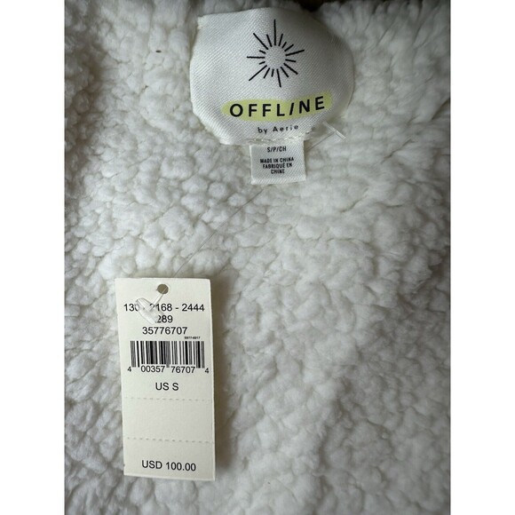 Offline by Aerie Sherpa Lined Quilted Puffer‎ Bomber Jacket Treeline SMALL NWT - Picture 8 of 13